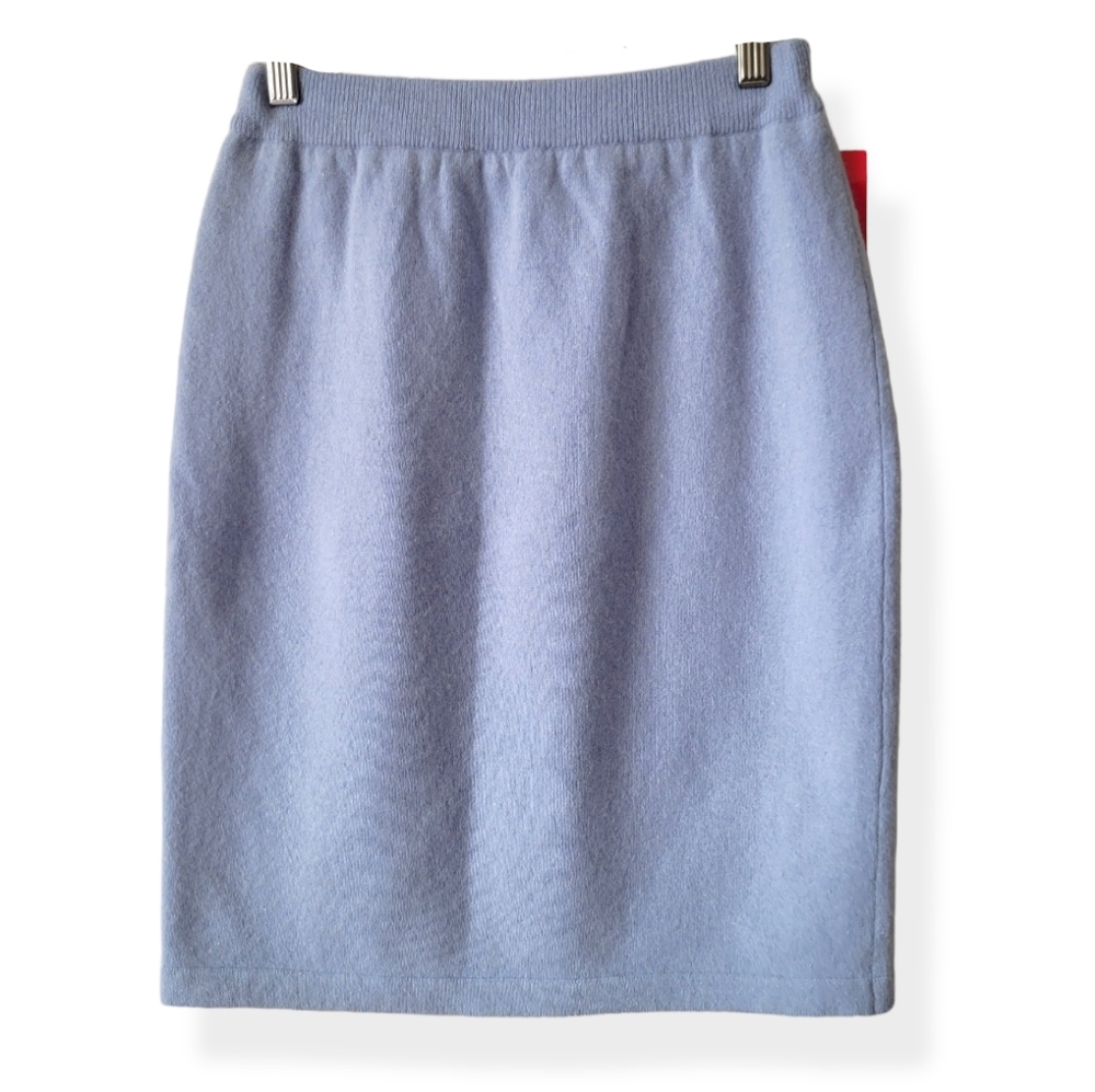 NWT Vintage Liz Claiborne Lambswool Angora Pastel Powder Blue Midi Skirt Size S